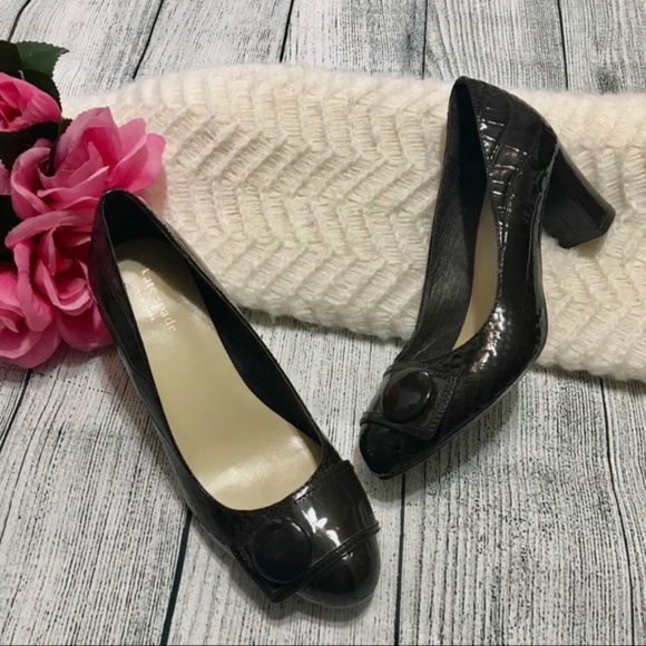 kate spade Shoes - Kate Spade Croc Embossed Block Heel Pumps 6M